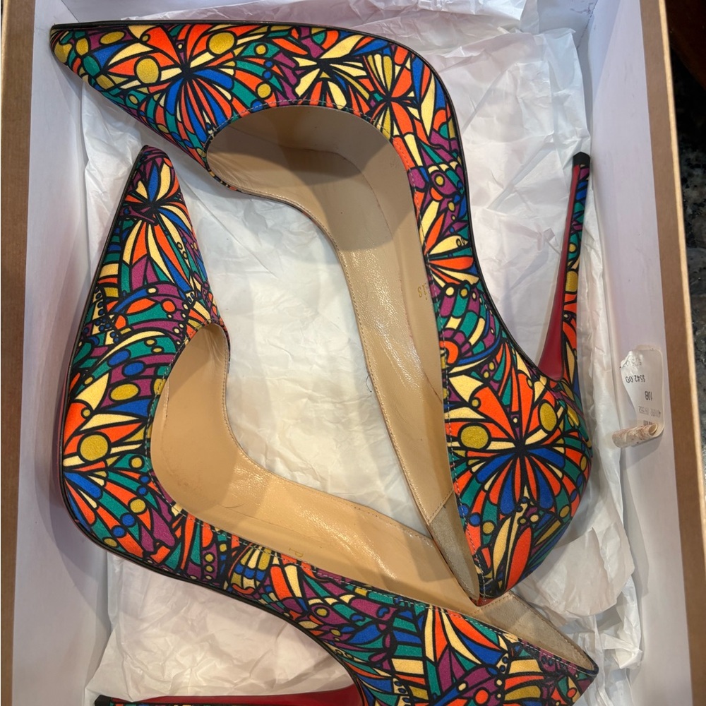 Christian Louboutin So Kate Multicolor Stiletto Satin Heels Like New - Picture 7 of 8